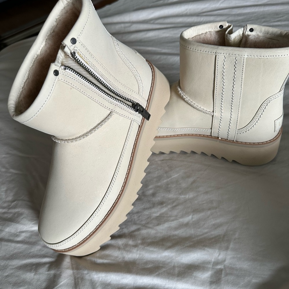 UGG Cream Ankle Boots with Zipper
